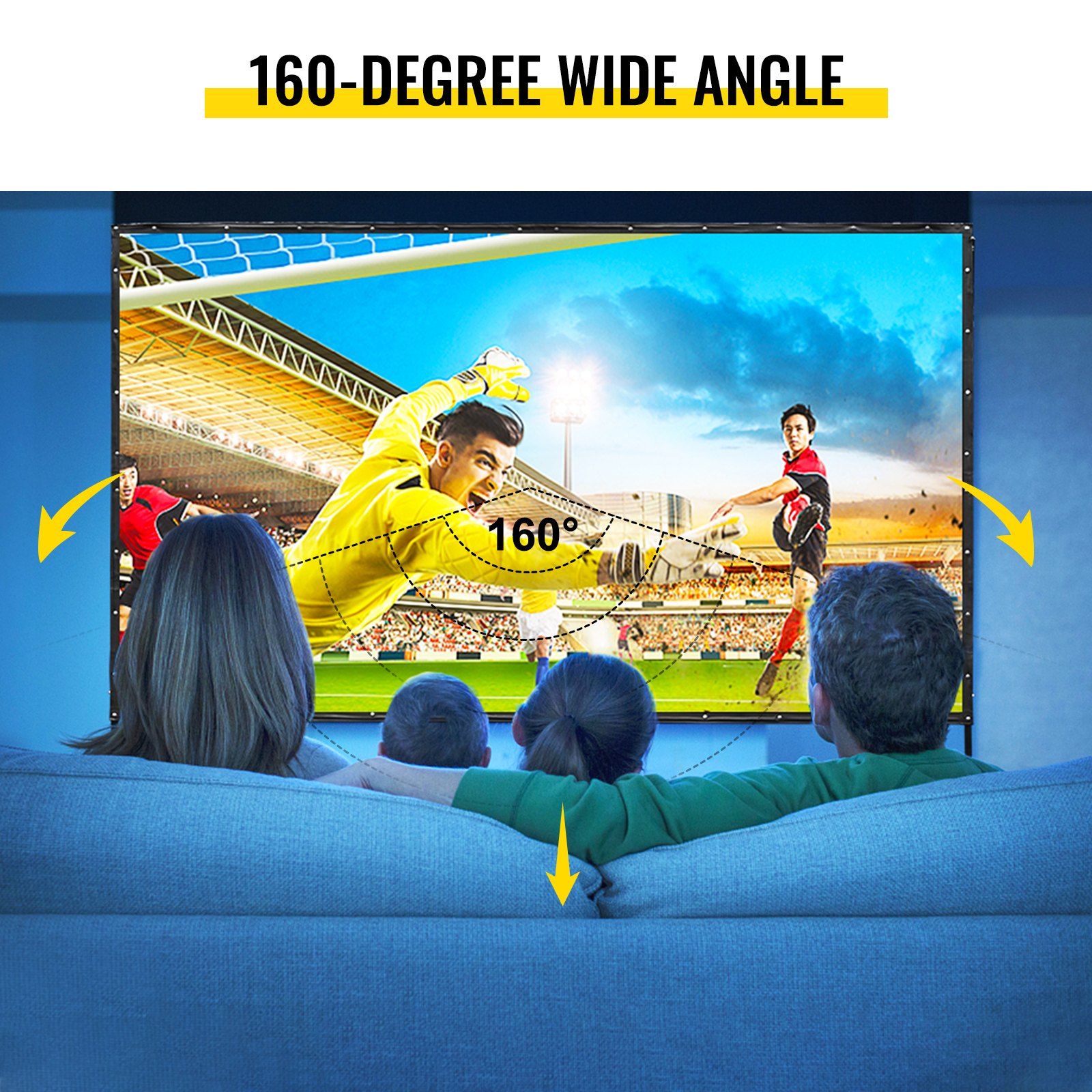 144" 16:9 Portable Projector Screen Pvc Iron Fixed Frame Matte White