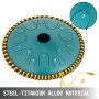 VEVOR Tongue Drum 14 Notes Dish Shape Drum 14 Inches Dia. Manual Percussion Pure Copper Steel Tongues 14 Notes Steel Tongue Handpan Drum with Rope Decoration and Mallets,Bag, Music Book, Mineral Green