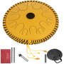 VEVOR Mineral Golden Tongue Drum 14 Notes Dish Shape Drum 14 Inches Dia. Manual Percussion Pure Copper Steel Tongues 14 Notes Steel Tongue Handpan Drum with Rope Decoration and Mallets, Bag, Music B
