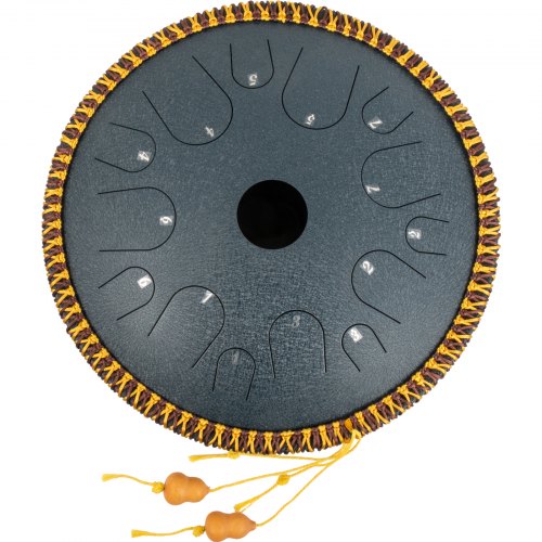 VEVOR Navy Blue Tongue Drum 14 Notes Dish Shape Drum 14 Inches Dia. Manual Percussion Pure Copper Steel Tongues 14 Notes Steel Tongue Handpan Drum with Rope Decoration and Mallets,Bag, Music Book