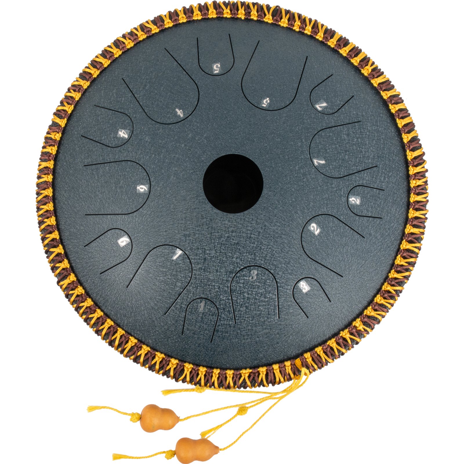 Tongue Drum 14Note Dish Shape Drum 14 Inches Dia. With Rope Decoration Navy Blue