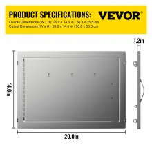 VEVOR BBQ Access Door 20W x 14H Inch, Horizontal Single BBQ Door Stainless Steel, Outdoor Kitchen Doors for BBQ Island, Grilling Station, Outside Cabinet