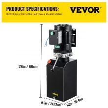 VEVOR Hydraulic Pump 14 Quart Hydraulic Power Unit 2950 PSI Car Lift Hydraulic Pack Dump Trailer 220V 60Hz 1 PH Auto Repair Shop with Oil Reservoir Tank