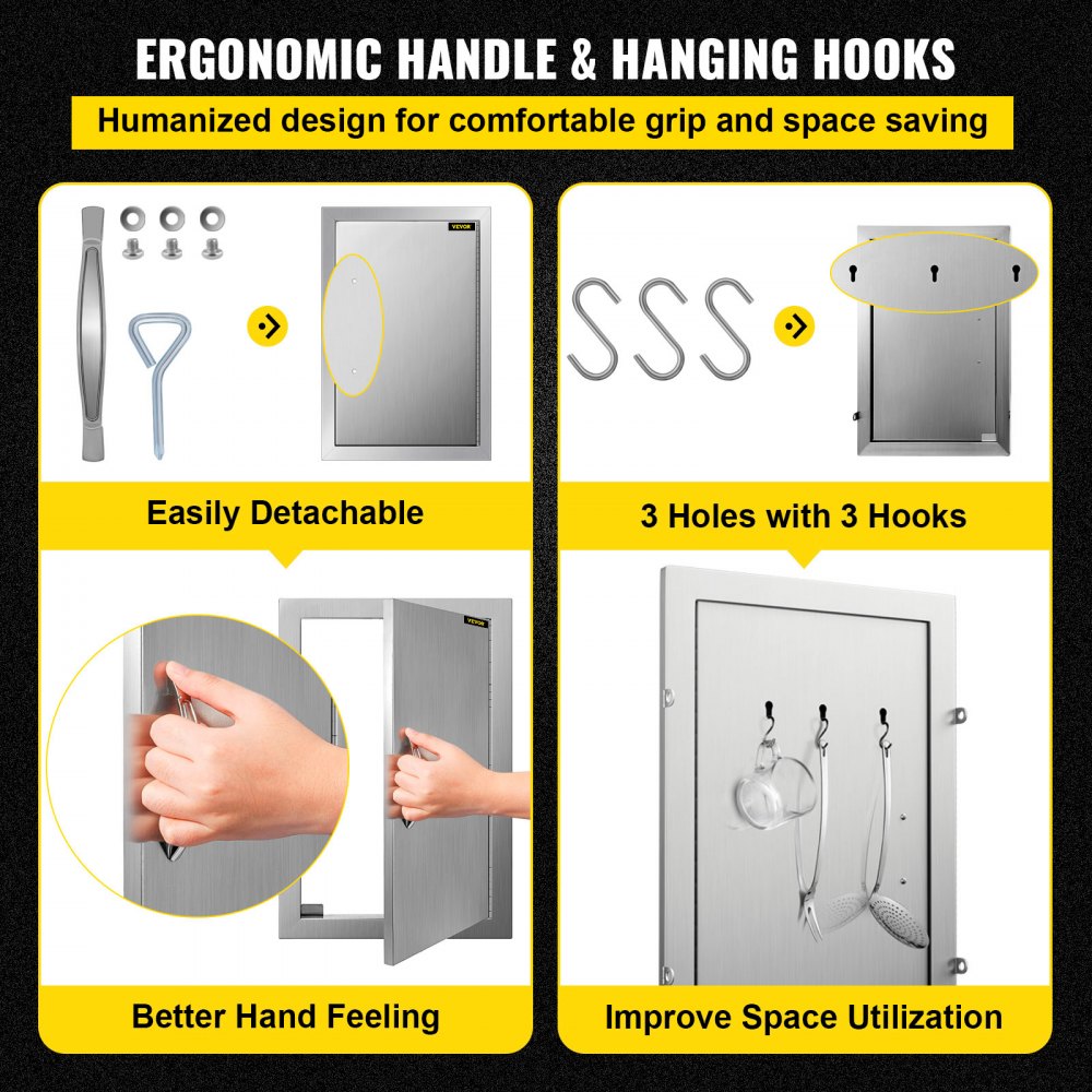 14"x20" Bbq Stainless Single Walled Island Door Cabinet Stainless Durable