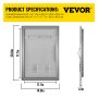 VEVOR outdoor kitchen door: 14x20 inches, silver finish, product dimensions listed.
