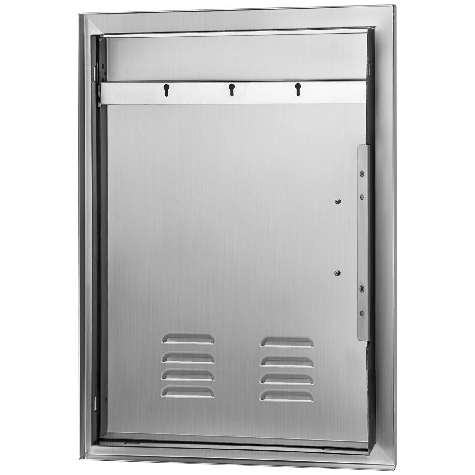 stainless steel VEVOR outdoor kitchen door with vents and sturdy frame.