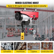 OI 1500lbs Mini Electric Hoist Crane, 800KG Electric Hoist Winch Lifting Engine Crane Wire Motor Lift Hook Steel Double Line Gantry, 1300W Electrical Hoist Winch Scaffold