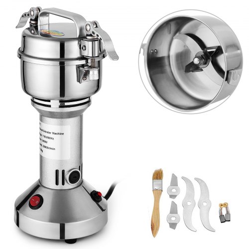 VEVOR Electric Grain Grinder Mill Powder Machine Swing Type Commercial Electric Grain Mill Grinder for Herb Pulverizer Food Grade Stainless Steel (150g)