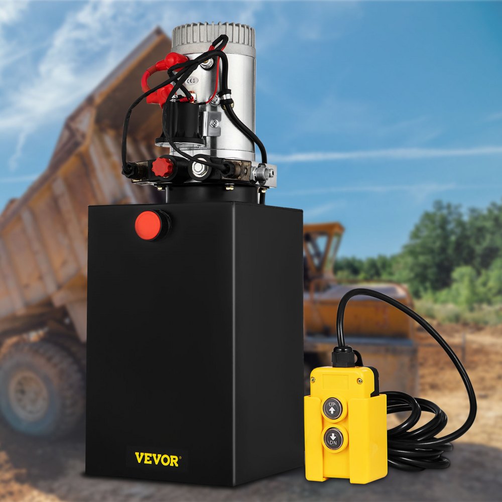 VEVOR 15L/ 15 Quart/ 3.75 Gal Double Acting Hydraulic Pump DC12V dump trailer hydraulic pump unit Double Acting Power-Up/Gravity-Down Hydraulic Pump1.6KW (Rated), 3.0KW (Max)