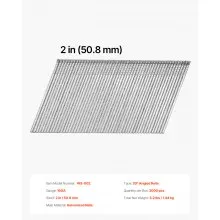 VEVOR 16 Gauge Finish Nails, 2 in Angled Finishing Nails, 2000-Count Galvanized Finishing Nail, 20-Degree Heavy-Duty Brad Nail with Galvanized Anti-Rust Process, for 16GA 20° Angled Finish Nailers