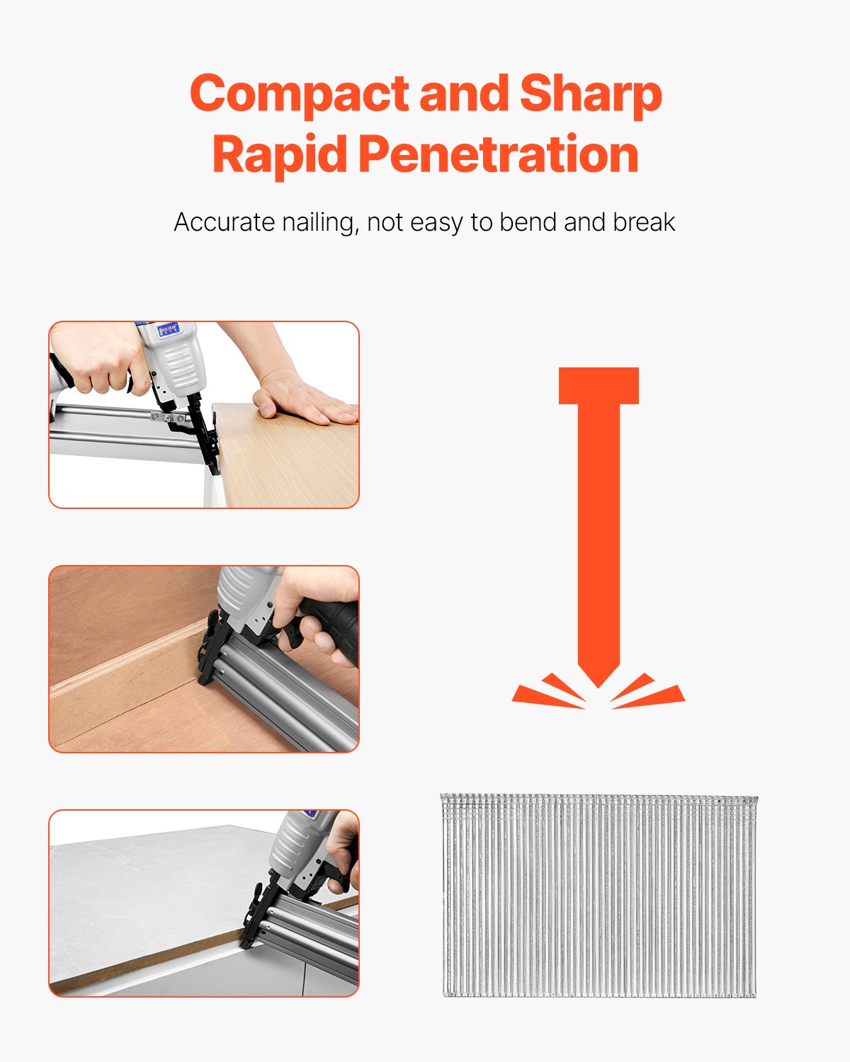 VEVOR 16 Gauge Finish Nails, 2 in Straight Finishing Nails, 2500-Count Galvanized Finishing Nail, Heavy-Duty 16 GA Brad Nail with Galvanized Anti-Rust Process, for Most 16GA Straight Finish Nailers