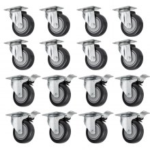 VEVOR 16 Pack 4" Swivel Caster Wheels Rubber Base Caster Wheels Polyurethane Swivel Casters with with Top Plate & Bearing Heavy Duty Load Capacity 286 Lbs Each Caster