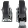 VEVOR swivel casters with gray wheels and metal mounting plates, one with a brake.