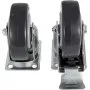 VEVOR swivel casters with gray wheels and metal mounting plates, one with a brake.