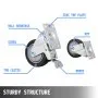 VEVOR swivel casters with zinc top plate, ball bearings, brake, and tpr caster.
