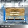 blue cart with wooden crate and VEVOR swivel casters, highlighting easy operation.