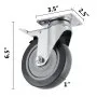 VEVOR swivel casters with brake, 6.5&quot; height, 3.5&quot;x2.5&quot; mounting plate, 1&quot; wheel width.