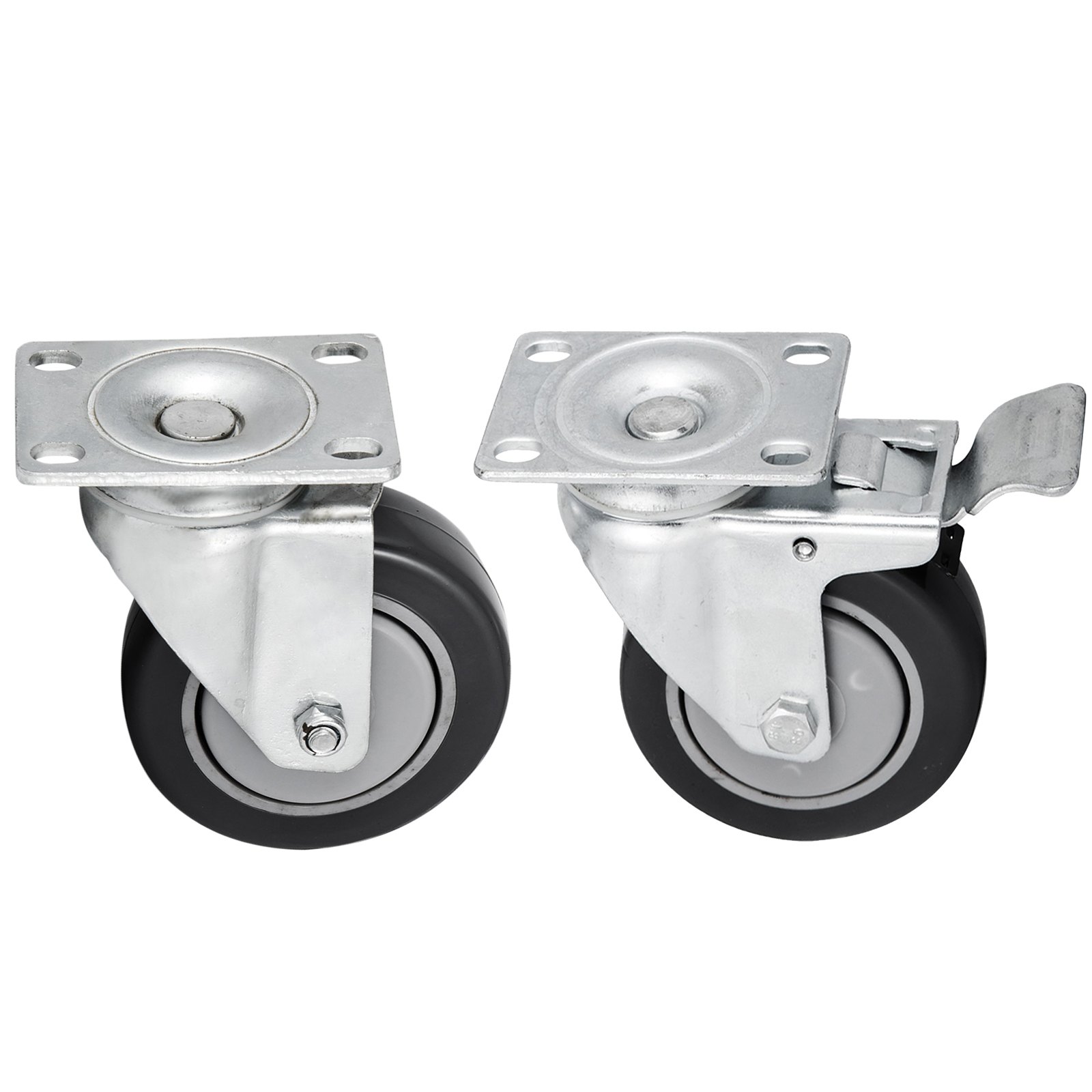 VEVOR swivel casters with brakes and heavy-duty metal construction.