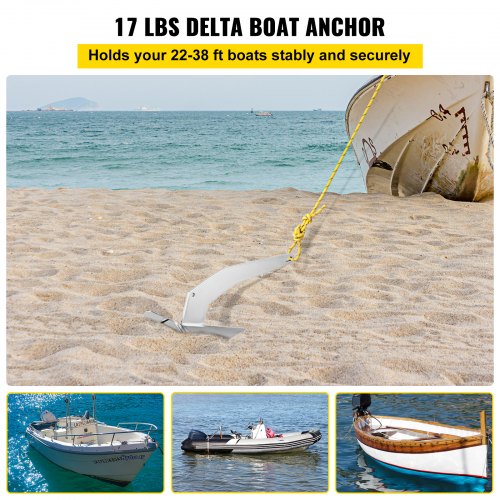 Delta / Diamond Boat Anchor 17 lb 7.7 Kg Marine Stainless Steel From 22-38 ft
