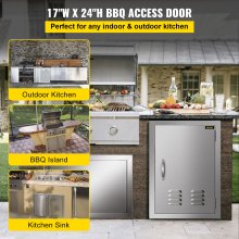 24"x17" Bbq Access Single Door W/vents Commercial Cabinet Outdoor Kitchen Handle