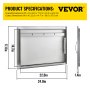 VEVOR BBQ Access Door 24W x 17H Inch, Horizontal Single BBQ Door Stainless Steel, Outdoor Kitchen Doors for BBQ Island, Grill Station, Outside Cabinet