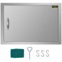 VEVOR bbq access door with cleaning pad, triangle key, and s-hooks on a white background.