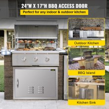 VEVOR – porte d'accès pour barbecue, 24x17 pouces, porte d'îlot horizontale avec évents, porte d'accès simple en acier inoxydable, montage encastré, cuisine extérieure