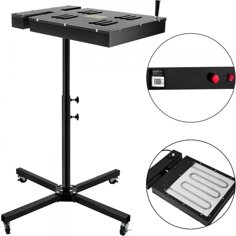 VEVOR Flash Dryer Temperature Display Flash Dryer for Screen Printing Adjustable Stand T-Shirt Curing Screen Printing Flash Dryer (18 x 18 Inch with Electrical Control Box)