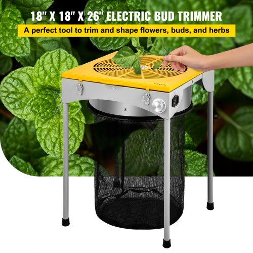 VEVOR Automatic Bud Trimmer, 18" Electric Trimmer, Stainless Steel Leaf Bud Automatic Hydroponic with High-Speed Blade Trim, Three Speed Strong Durable Bud Trimmer Leaves Fall into Included Bag