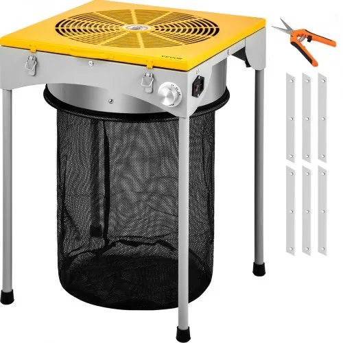 VEVOR Bud Leaf Trimmer, 18 inch Adjustable 3 Speed, Electric Hydroponic Dry or Wet Plant Trimming Machine with Sharp Stainless Steel Blades, Twisted Spin Cut for Flowers, Leaves, Herbs, Yellow