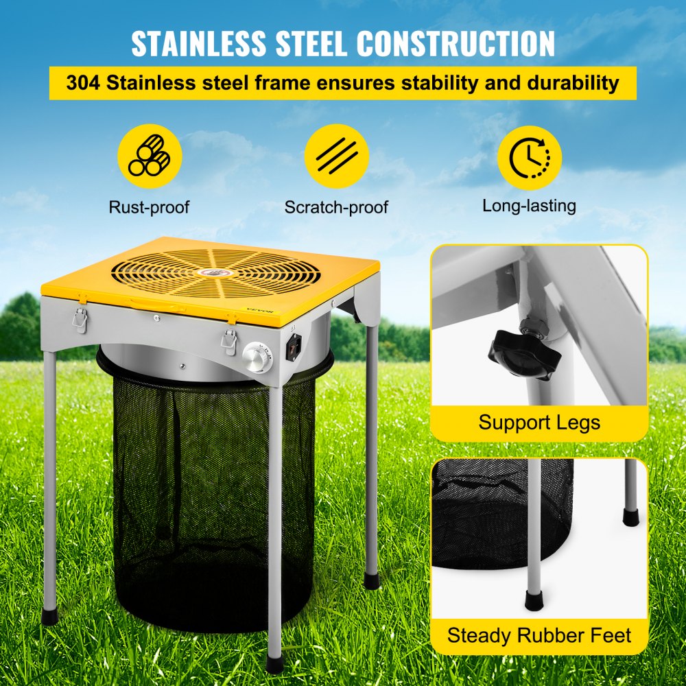 VEVOR Bud Leaf Trimmer, 18 inch Adjustable 3 Speed, Electric Hydroponic Dry or Wet Plant Trimming Machine with Sharp Stainless Steel Blades, Twisted Spin Cut for Flowers, Leaves, Herbs, Yellow