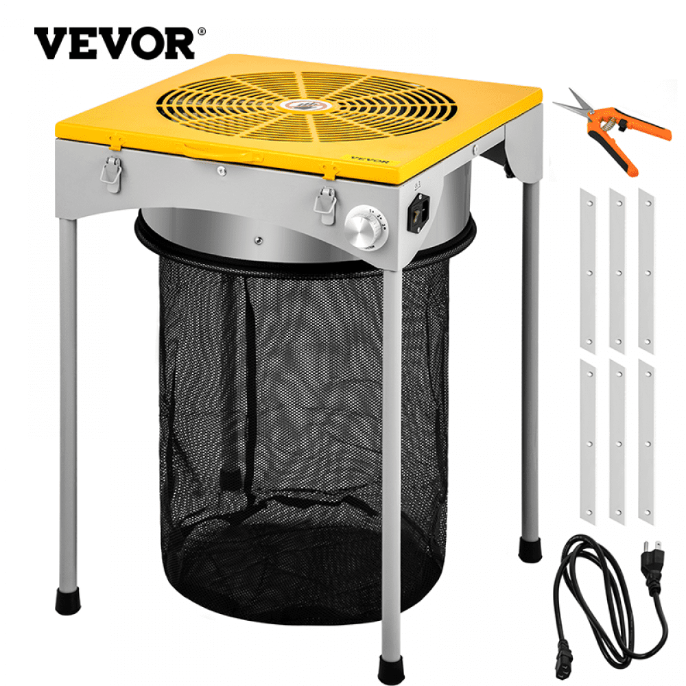 VEVOR Bud Leaf Trimmer, 18 inch Adjustable 3 Speed, Electric Hydroponic Dry or Wet Plant Trimming Machine with Sharp Stainless Steel Blades, Twisted Spin Cut for Flowers, Leaves, Herbs, Yellow