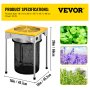 VEVOR Bud Leaf Trimmer, 18 inch Adjustable 3 Speed, Electric Hydroponic Dry or Wet Plant Trimming Machine with Sharp Stainless Steel Blades, Twisted Spin Cut for Flowers, Leaves, Herbs, Yellow