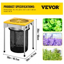 VEVOR Automatic Bud Trimmer, 18" Electric Trimmer, Stainless Steel Leaf Bud Automatic Hydroponic with High-Speed Blade Trim, Three Speed Strong Durable Bud Trimmer Leaves Fall into Included Bag