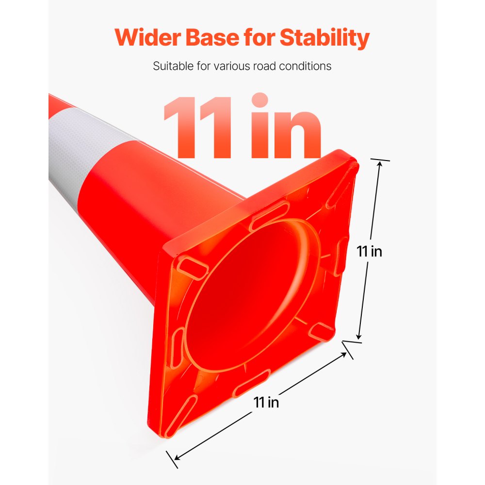 VEVOR 12Pack 18" Traffic Cones, Safety Road Parking Cones PVC Base, Orange Traffic Cone with Reflective Collars, Hazard Construction Cones for Home Traffic Parking