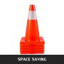 VEVOR 12Pack 18 \ "Cones de trânsito, cones de segurança para estacionamento rodoviário, base de PVC, cone de trânsito laranja com colares reflexivos, cones de construção de risco para estacionamento de trânsito doméstico
