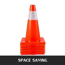 VEVOR 12Pack 18\" Traffic Cones, Safety Road Parking Cones PVC Base, Orange Traffic Cone with Reflective Collars, Hazard Construction Cones for Home Traffic Parking