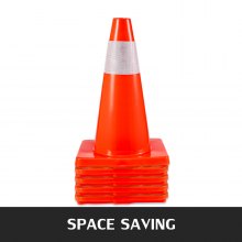 VEVOR 20Pack 18\" Traffic Cones, Safety Road Parking Cones PVC Base, Orange Traffic Cone with Reflective Collars, Hazard Construction Cones for Home Traffic Parking