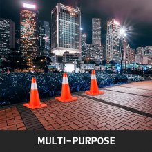 VEVOR 20Pack 18\" Traffic Cones, Safety Road Parking Cones PVC Base, Orange Traffic Cone with Reflective Collars, Hazard Construction Cones for Home Traffic Parking