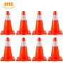 VEVOR 8Pack Traffic Cones, 18" Safety Cones, PVC Orange Traffic Safety Cone, with Reflective Collar Road Parking Training Cones