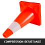 VEVOR 8Pack Traffic Cones, 18" Safety Cones, PVC Orange Traffic Safety Cone, with Reflective Collar Road Parking Training Cones