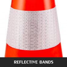 VEVOR 8Pack Traffic Cones, 18" Safety Cones, PVC Orange Traffic Safety Cone, with Reflective Collar Road Parking Training Cones