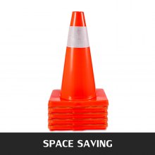 VEVOR 8Pack Traffic Cones, 18" Safety Cones, PVC Orange Traffic Safety Cone, with Reflective Collar Road Parking Training Cones