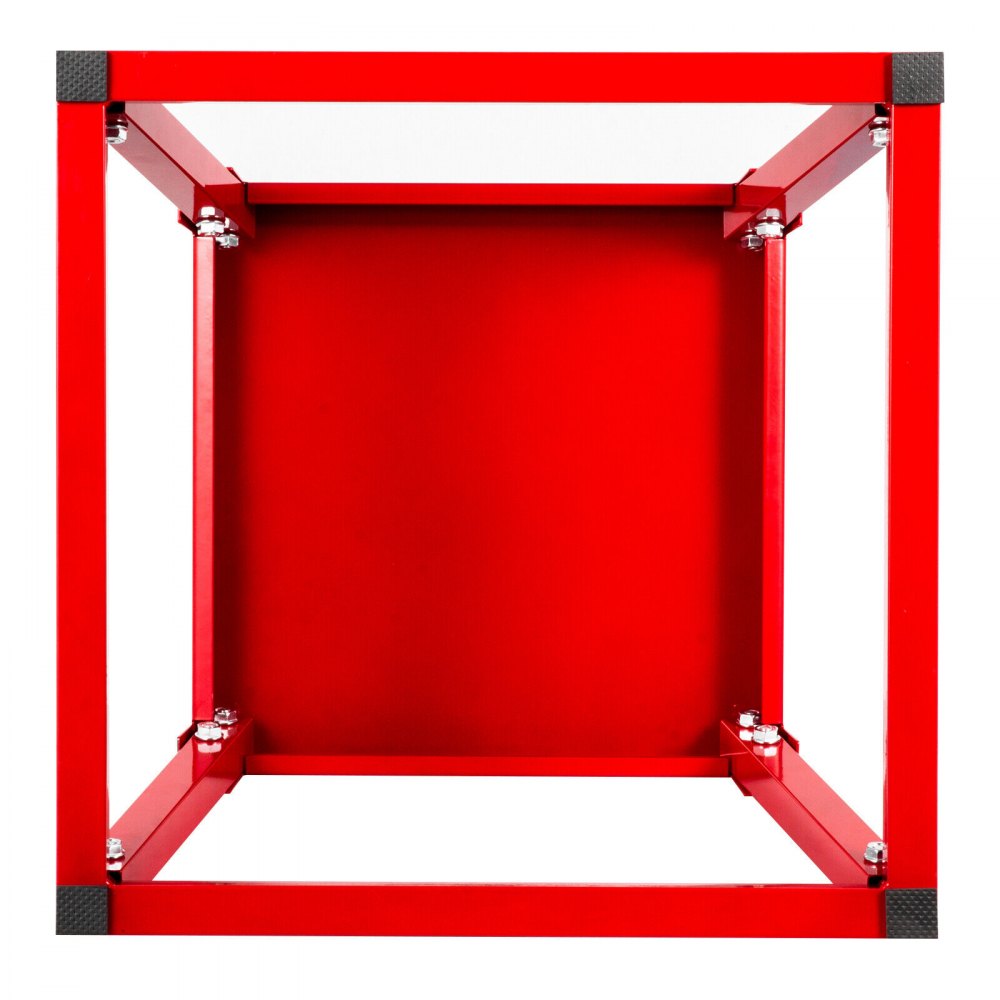 red VEVOR plyometric jump box frame, viewed from above, highlighting its sturdy design.