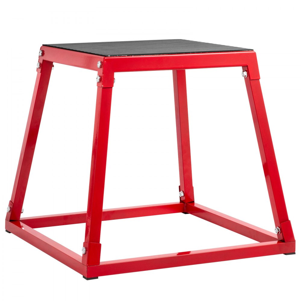 red metal VEVOR plyometric jump box with non-slip black top.