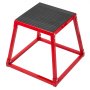 red VEVOR plyometric jump box with non-slip black top.