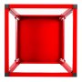 red VEVOR plyometric jump box frame, viewed from above, highlighting its sturdy design.