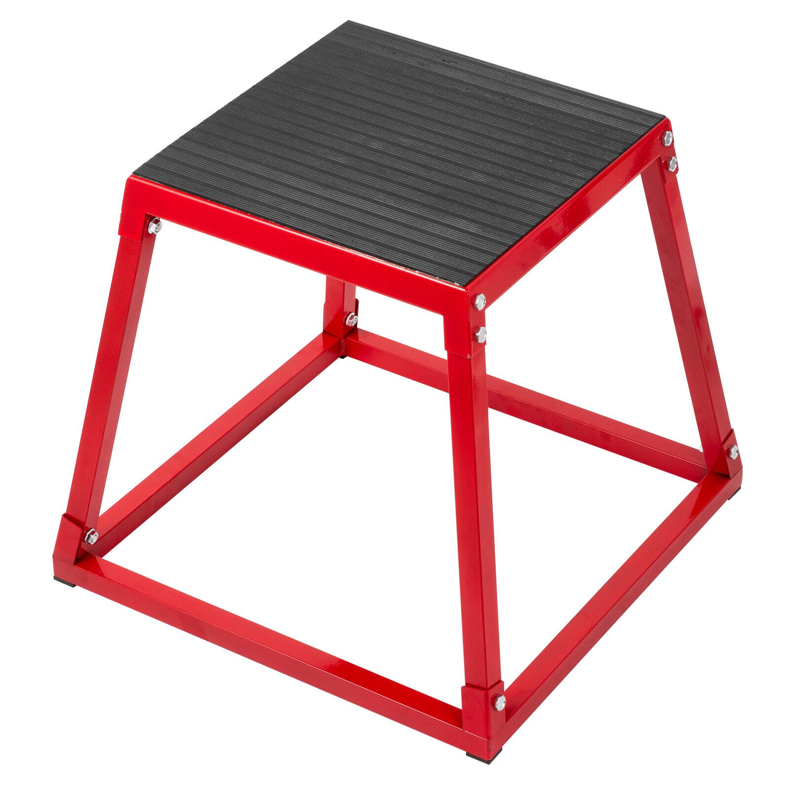 red VEVOR plyometric jump box with non-slip black top.