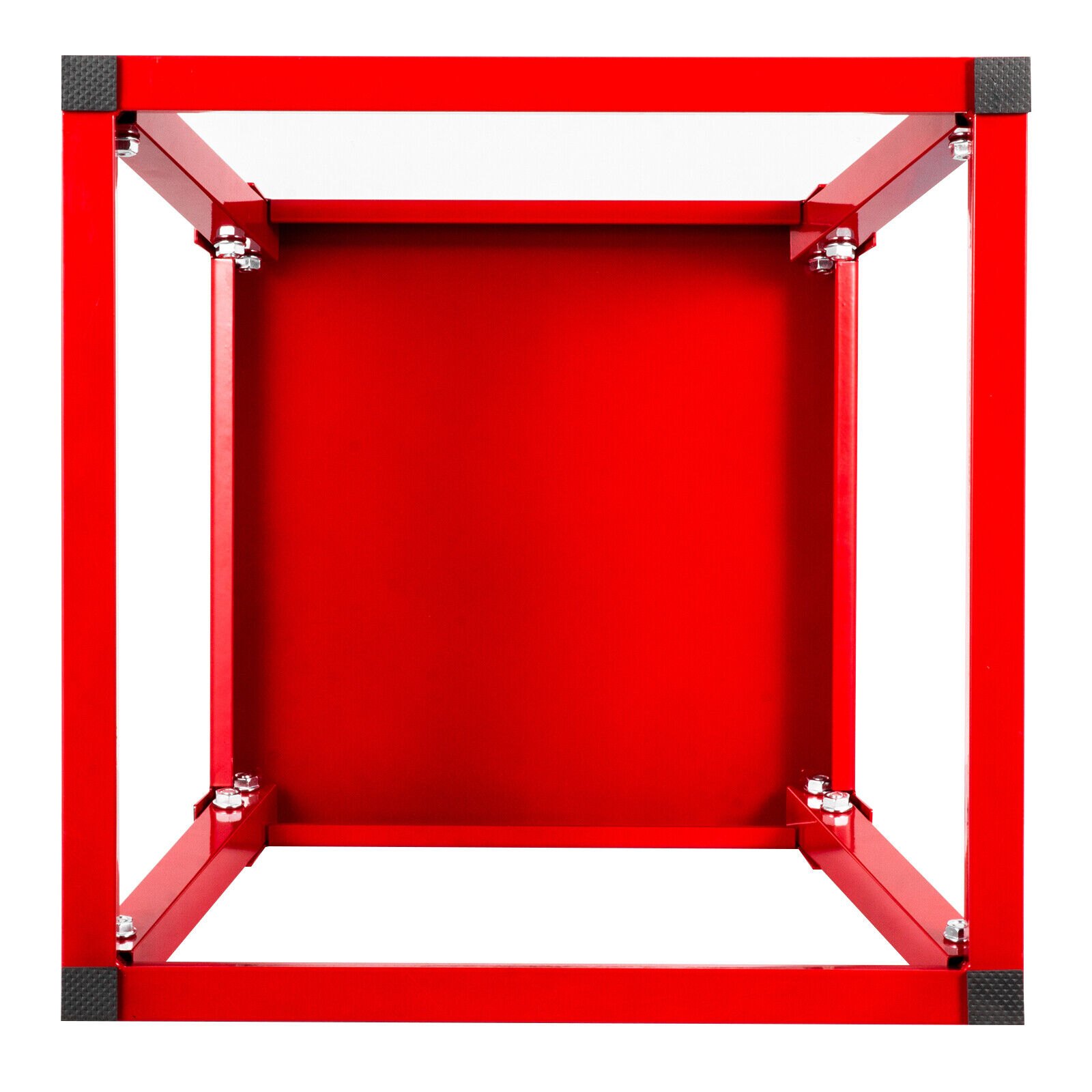red VEVOR plyometric jump box frame, viewed from above, highlighting its sturdy design.