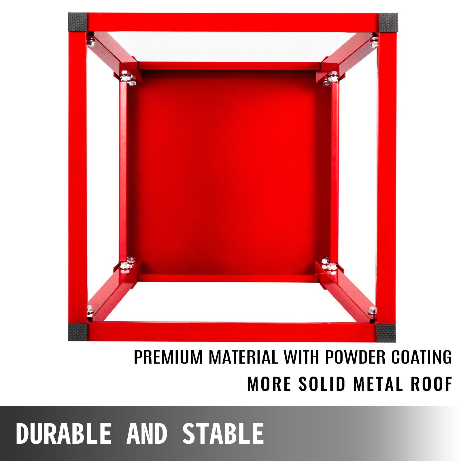 red VEVOR plyometric jump box with sturdy metal frame and powder-coated finish. durable and stable.